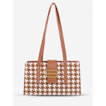 

Retro Houndstooth Pattern Shoulder Bag, Brown