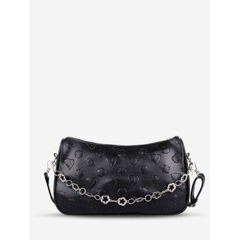 

Flower Chain Embossed Pattern Crossbody Bag, Black
