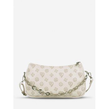 

Flower Chain Embossed Pattern Crossbody Bag, White