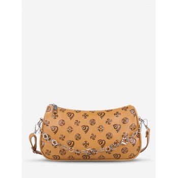 

Flower Chain Embossed Pattern Crossbody Bag, Brown