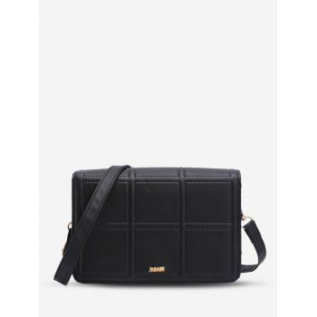 

Checkered Stitching Cover Crossbody Bag, Black