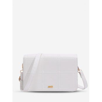 

Checkered Stitching Cover Crossbody Bag, White