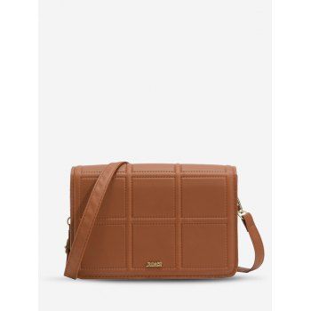 

Checkered Stitching Cover Crossbody Bag, Brown
