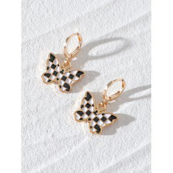 

Shape Butterfly Checkerboard Earrings, Black