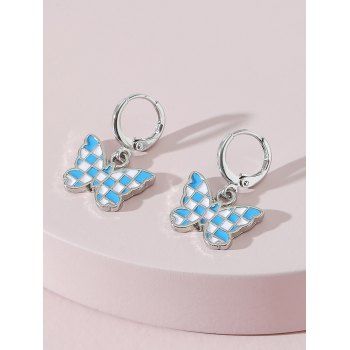 

Shape Butterfly Checkerboard Earrings, Deep sky blue