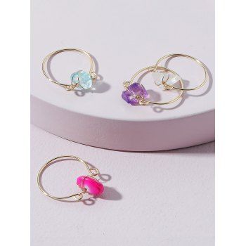 

4Pcs Natural Colored Stone Ring Set, Multicolor a