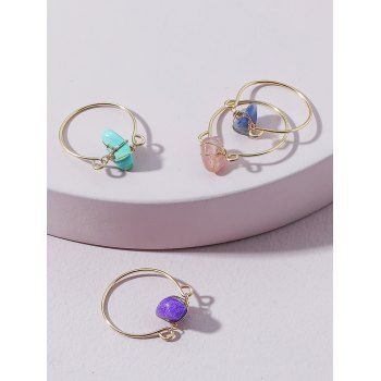 

4Pcs Natural Colored Stone Ring Set, Multicolor b