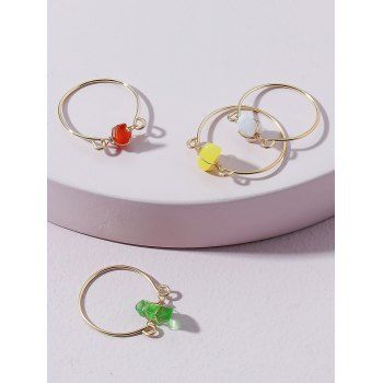 

4Pcs Natural Colored Stone Ring Set, Multicolor c