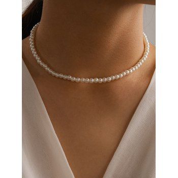 Faux Pearl Choker Clavicle Necklace dresslily imagine noua 2022