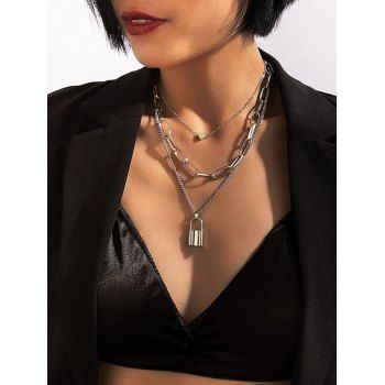 

Punk Heart Lock Chain Necklace, Silver