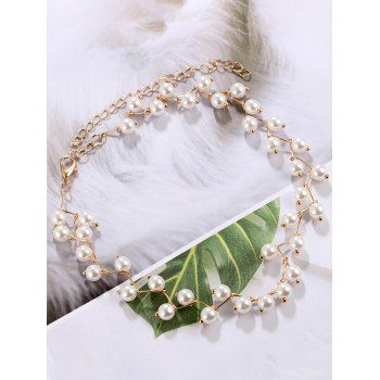 

Faux Pearl Clavicle Necklace, Golden