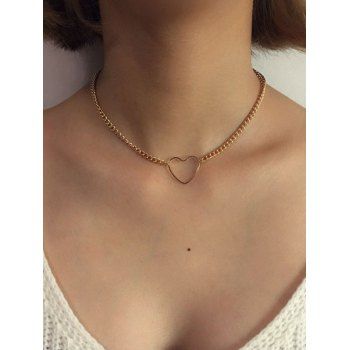

Minimalist Hollow Heart Chain Necklace, Golden