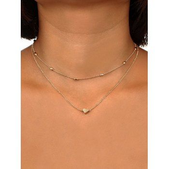 

Brief Heart Charm Beads Layered Necklace, Golden