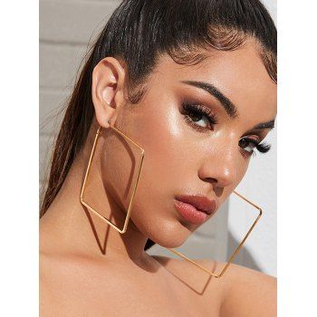 

Square Metal Big Hoop Earrings, Golden