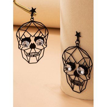 

Hollow Out Skull Diamante Earrings, Black