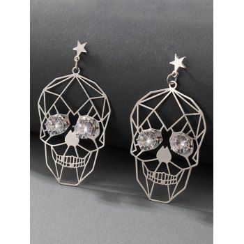 

Hollow Out Skull Diamante Earrings, Silver