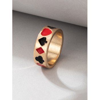 Colorblock Poker Suit Pattern Glazed Ring
