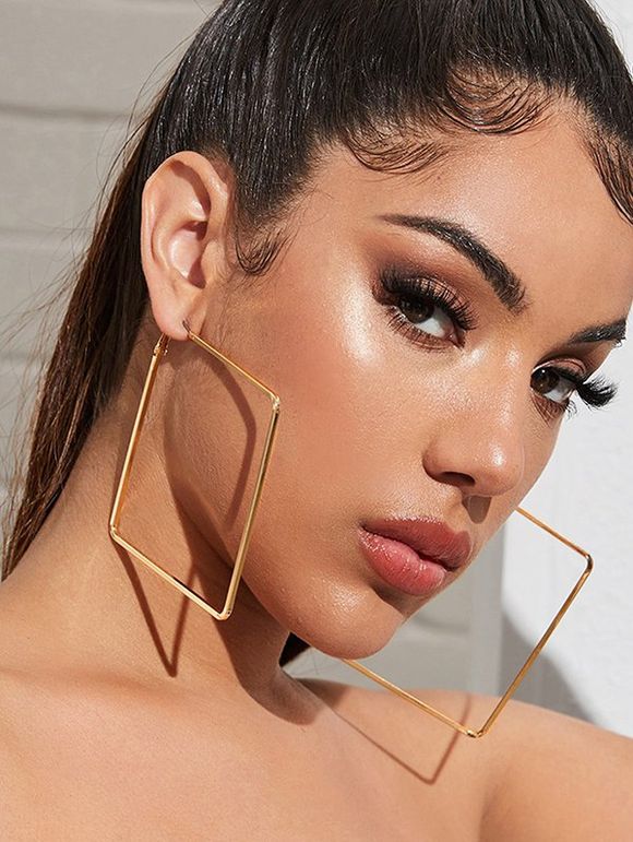 Boucles D'Oreilles Carrées Au Crochet en Métal - d'or 