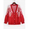 Christmas Snowflake Plunge Knit Cardigan - RED S