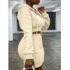 Zip Up Textured Cropped Hoodie and Mini Skirt Set - LIGHT YELLOW L