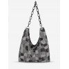 Sac à Bandoulière Rétro Jointif Motif Chaîne - Noir 