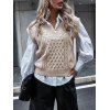 Cable Knit V Neck Vest Sweater - LIGHT COFFEE M