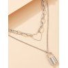Heart Lock Charm Thick Chain Layered Necklace - SILVER 