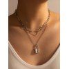 Heart Lock Charm Thick Chain Layered Necklace - SILVER 