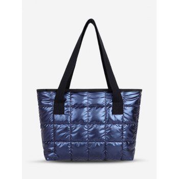 

Casual Quilted Checkered Tote Bag, Blue