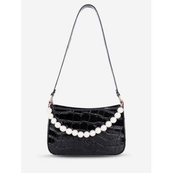 

Faux Pearl Brief Shoulder Bag, Black