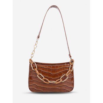Brief Colorblock Chain Shoulder Bag, Brown