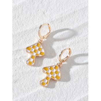 

Mushroom Colorblock Checkerboard Pattern Drop Earrings, Sun yellow