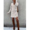 Long Sleeve Wrap Sweater Mini Dress - LIGHT GRAY M