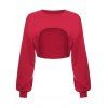 Drop Shoulder High Low Shrug Sweatshirt - RED M