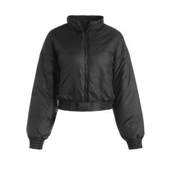 

Padded Drop Shoulder Zip Up Coat, Black