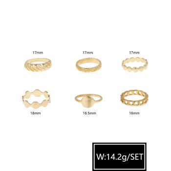 6 Pcs Chain Shape Engraved Rings Set
