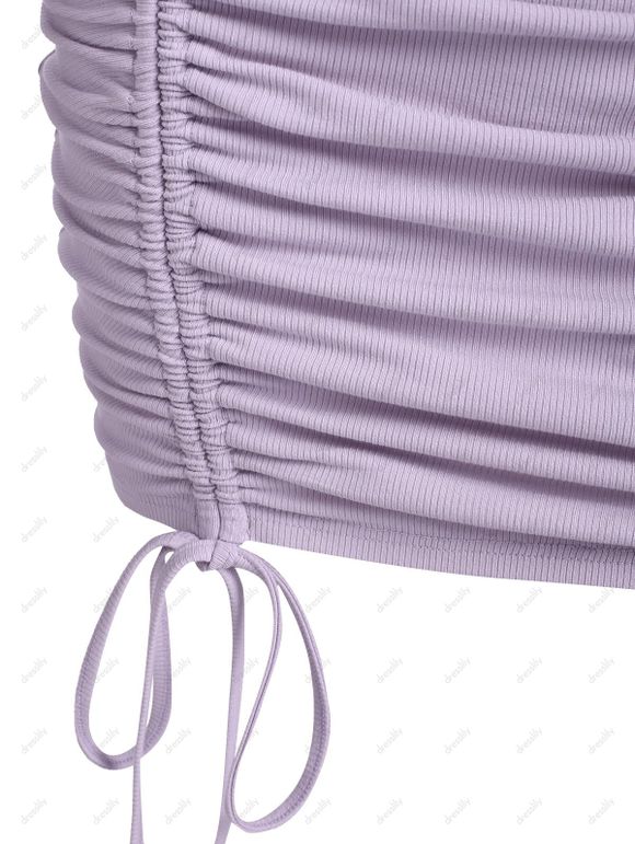 Mini Robe Moulante Côtelée Demi-Bouton - Violet clair XXXL