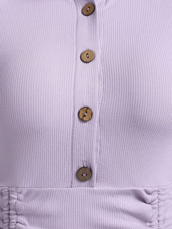 Mini Robe Moulante Côtelée Demi-Bouton - Violet clair XXXL