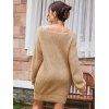 Skew Neck Drop Shoulder Mini Sweater Dress - LIGHT COFFEE S