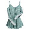 Plus Size Lace Insert Heathered Cold Shoulder T Shirt - LIGHT GREEN L