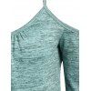 Plus Size Lace Insert Heathered Cold Shoulder T Shirt - LIGHT GREEN L