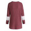 Knitted Drop Shoulder Lace Insert Pocket T Shirt - RED M