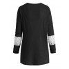 Knitted Drop Shoulder Lace Insert Pocket T Shirt - BLACK XL