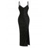 Tinsel High Split Maxi Party Dress - BLACK S