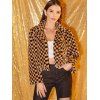 Checkered Fuzzy Open Front Jacket - COFFEE S