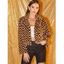 Checkered Fuzzy Open Front Jacket - COFFEE M