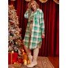 Button Up Double Pockets Plaid Long Coat - GREEN XL