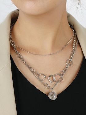 3 Pcs Portrait Charm Rings Chain Necklace Set