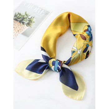 

Printed Abstract Portrait Silky Square Scarf, Yellow