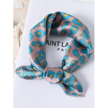 

Printed Floral Silky Square Scarf, Day sky blue